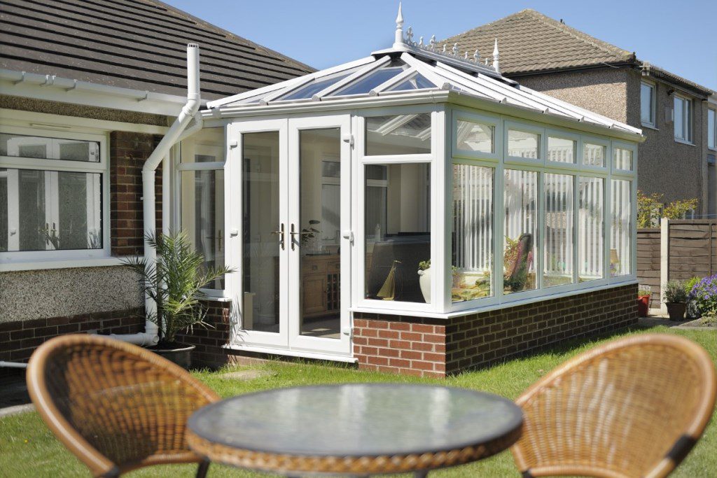 Ultraframe glass roof conservatory installation in Glastonbury