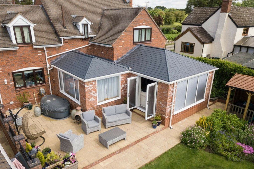 Ultraframe tiled roof conservatory installation in Street